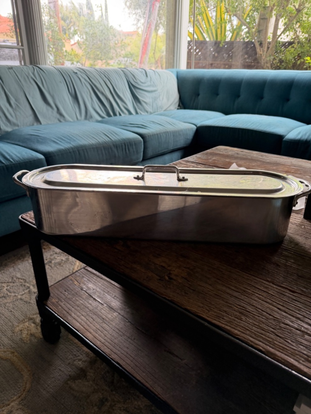 Fish Poaching Steamer Kettle Pan with insert -about 5 pts
